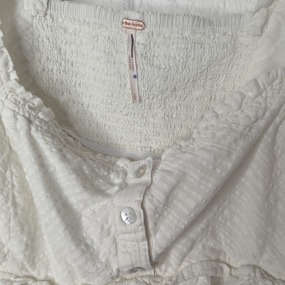 Free People Leave It To Me White Cottagecore Balloon Sleeve Top - Picture 3 of 4